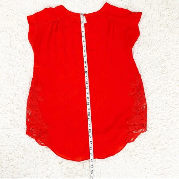 CATO EST 1946 Red Keyhole Back Lace Sides Blouse Medium - Picture 7 of 10